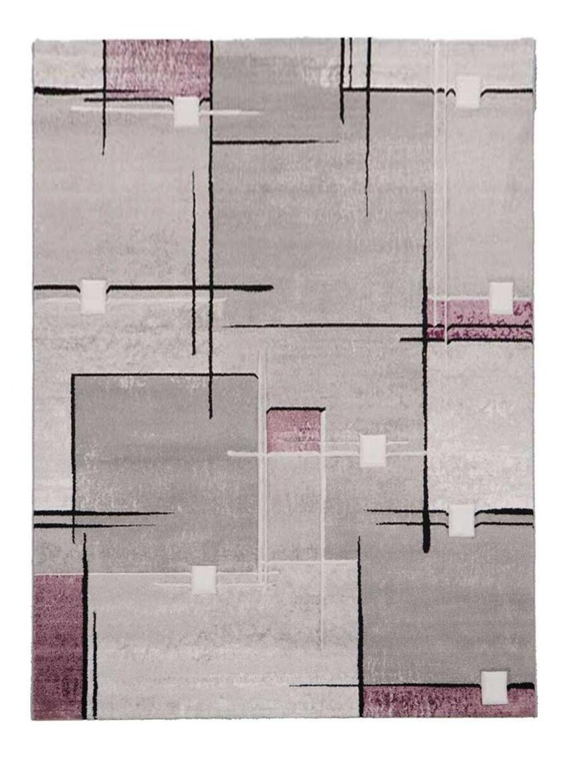 Tapis chambre tissé motif abstrait NOVA Violet - Kiabi