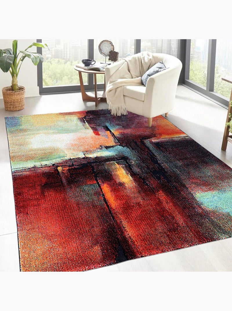 Tapis chambre tissé motif abstrait TABOR Multicolore - Kiabi