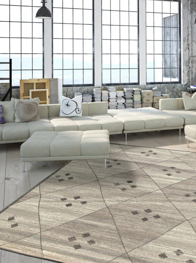 Tapis Chambre tissé motif berbère LYN1 FEZA Gris - Kiabi