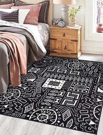 Tapis Chambre tissé motif ethnique LYN1 MOTIF