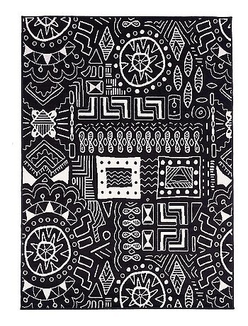 Tapis Chambre tissé motif ethnique LYN1 MOTIF
