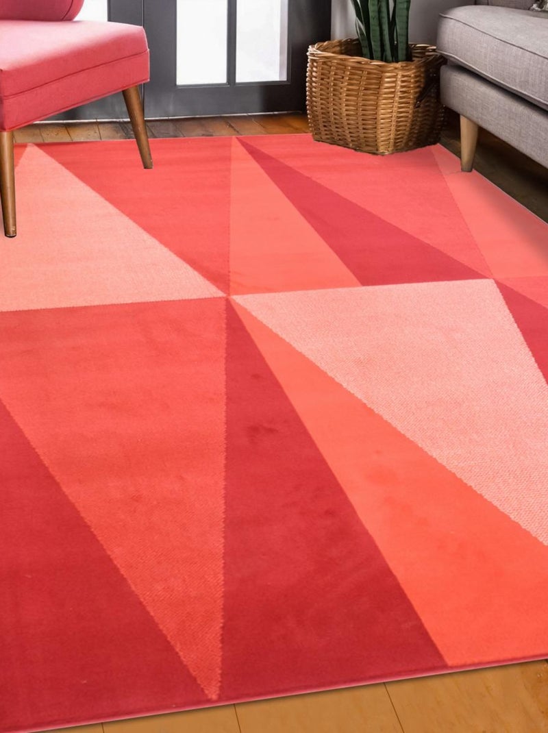 Tapis chambre tissé motif géométrique AF2 BIGTRI Rouge - Kiabi