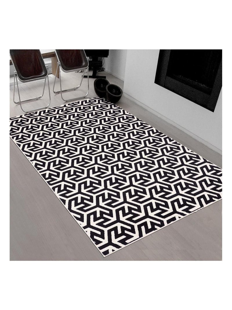 Tapis chambre tissé motif géométrique AF2 NICE Noir - Kiabi