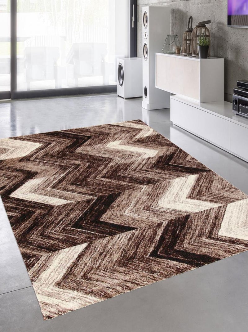 Tapis chambre tissé motif géométrique COLORS Marron - Kiabi