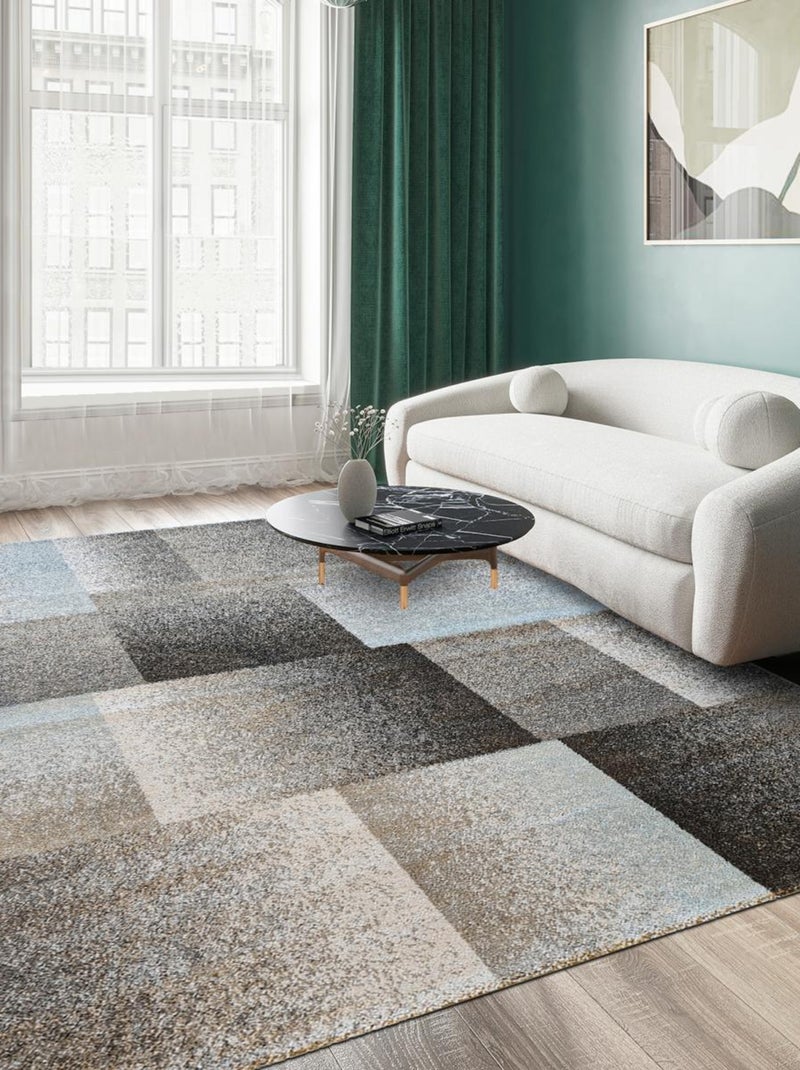 Tapis Chambre tissé motif géométrique DERBY Bleu - Kiabi