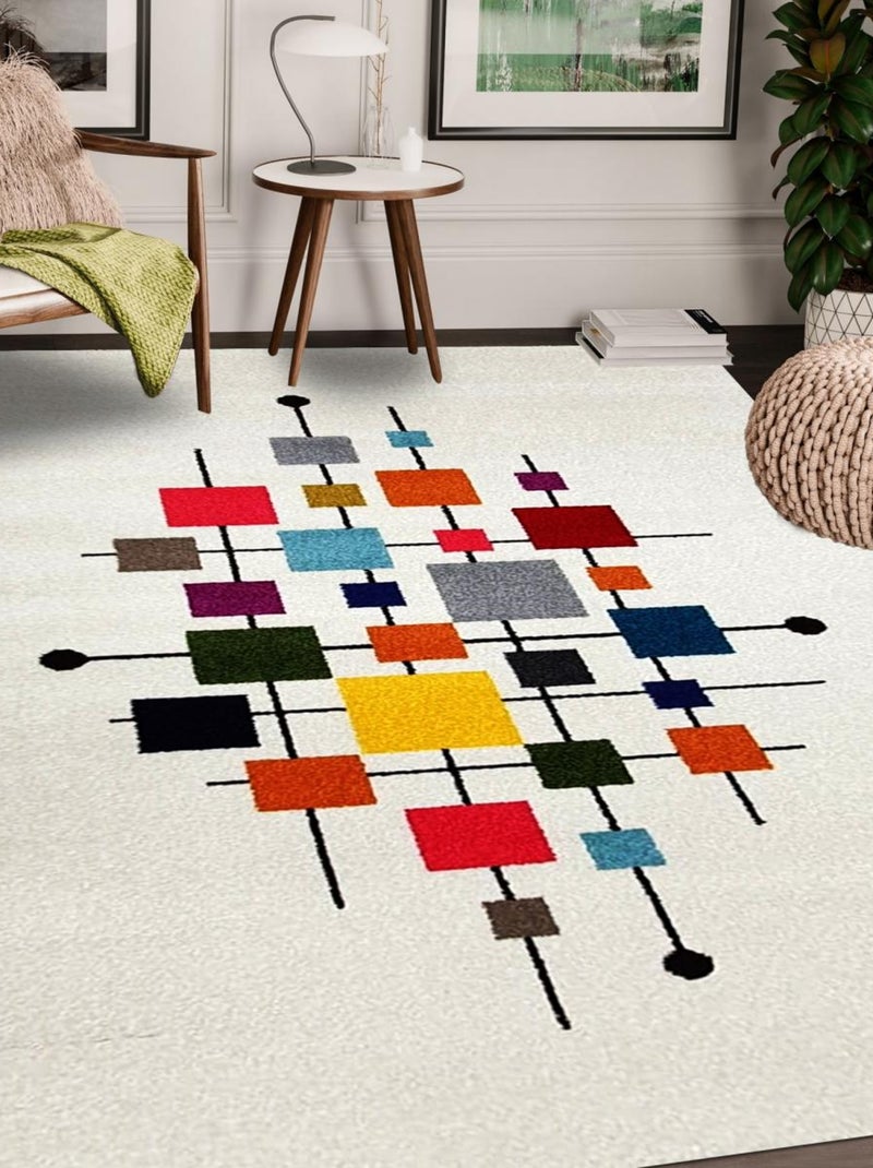 Tapis chambre tissé motif géométrique DOURTA Multicolore - Kiabi