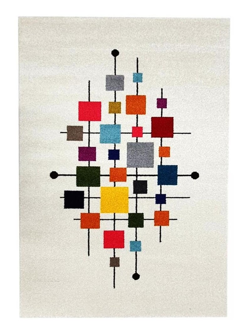 Tapis chambre tissé motif géométrique DOURTA Multicolore - Kiabi