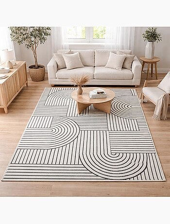 Tapis chambre tissé motif géométrique LYN1 COURLI