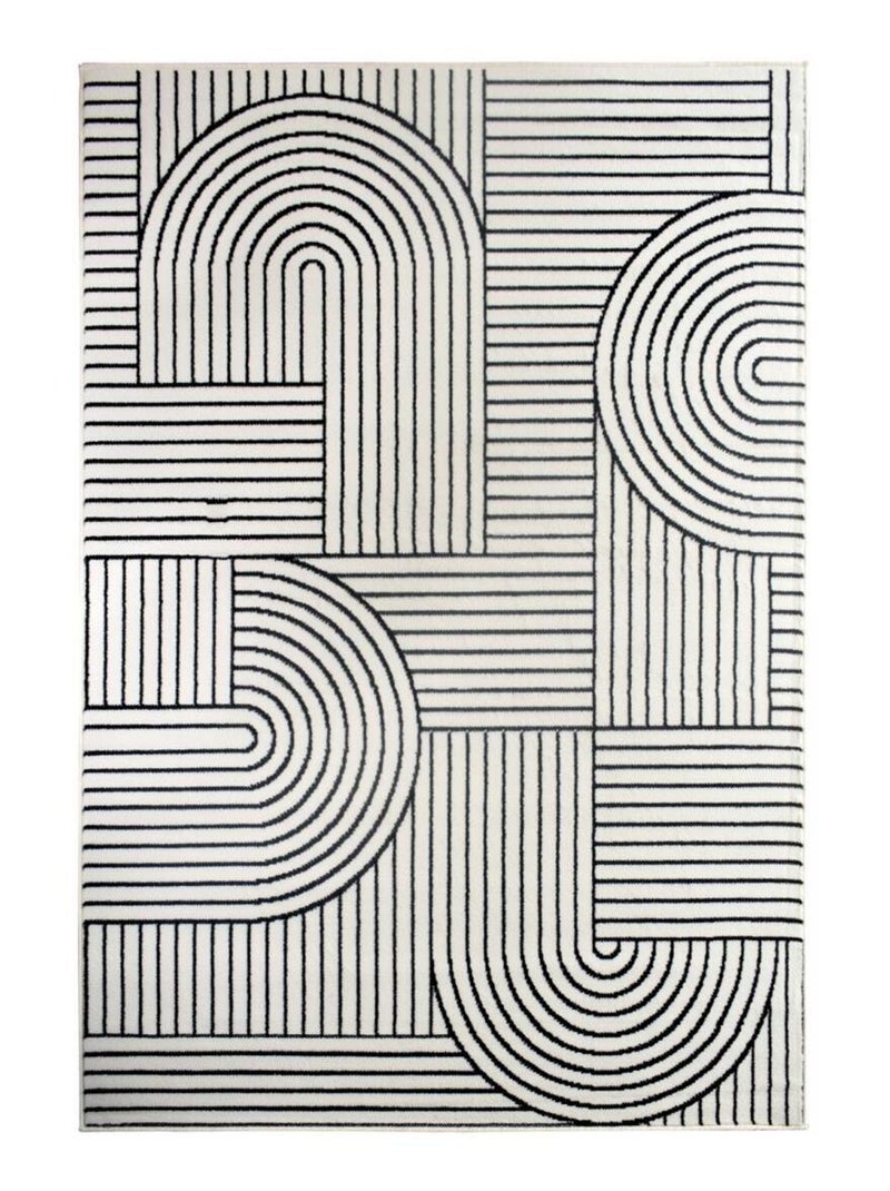 Tapis chambre tissé motif géométrique LYN1 COURLI Ecru - Kiabi