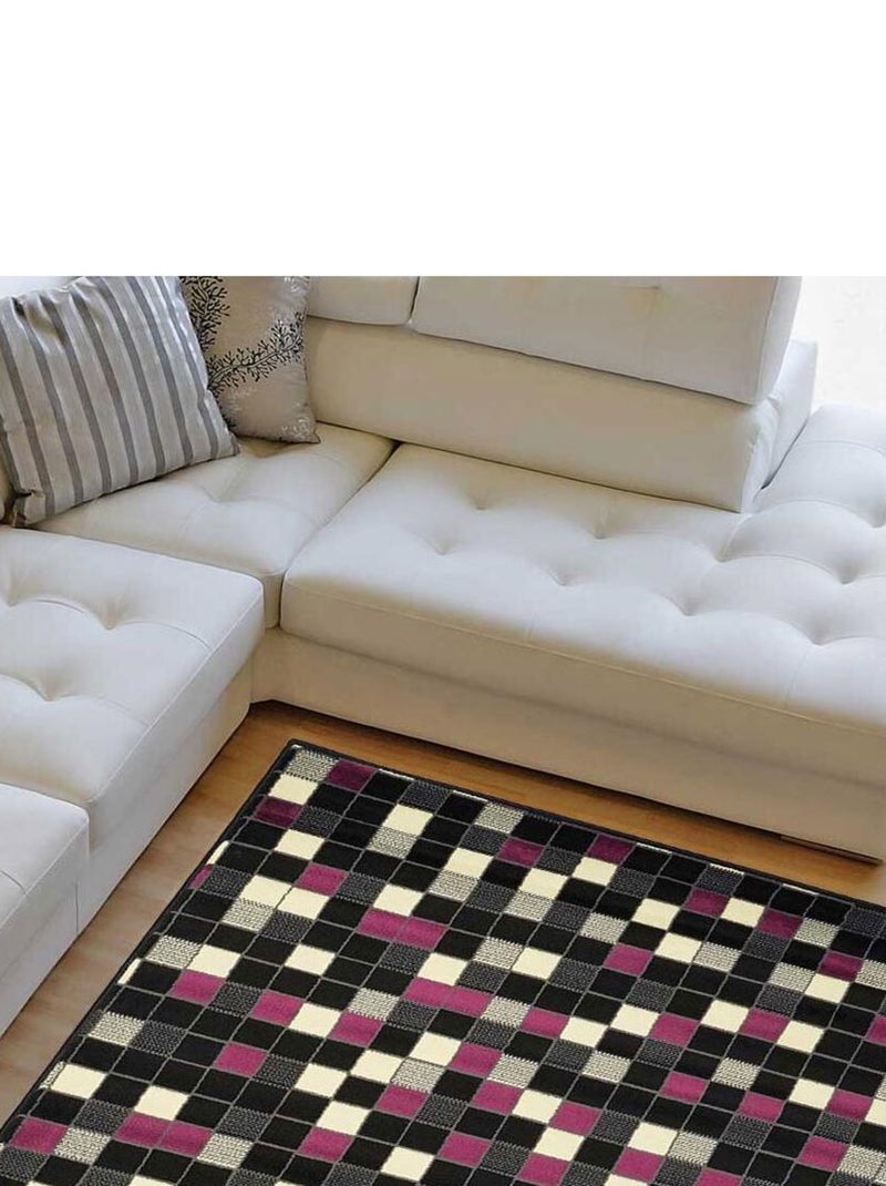 Tapis Chambre tissé motif géométrique LYN1 PICASLER Rose - Kiabi