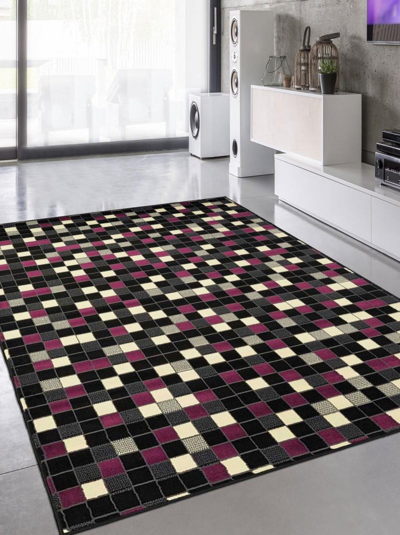 Tapis Chambre tissé motif géométrique LYN1 PIXELY Rose - Kiabi