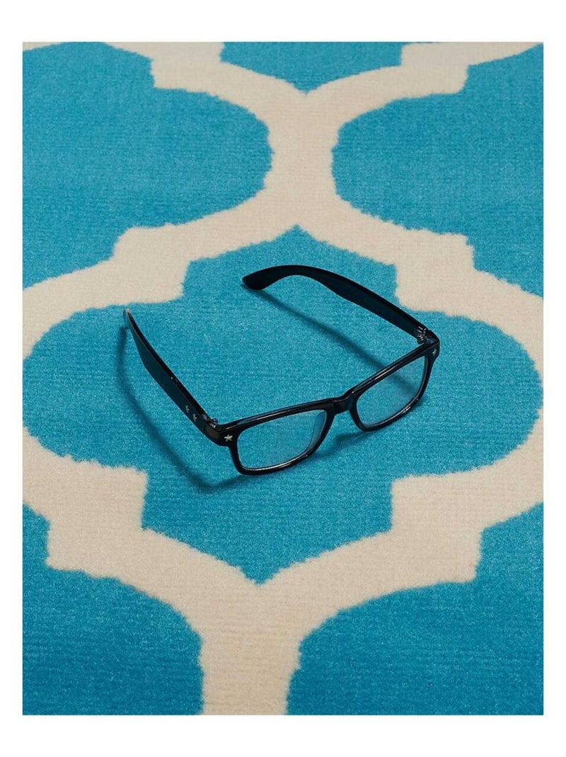 Tapis Chambre tissé motif géométrique LYN1 STYLE Bleu - Kiabi