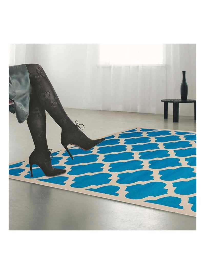Tapis Chambre tissé motif géométrique LYN1 STYLE Bleu - Kiabi