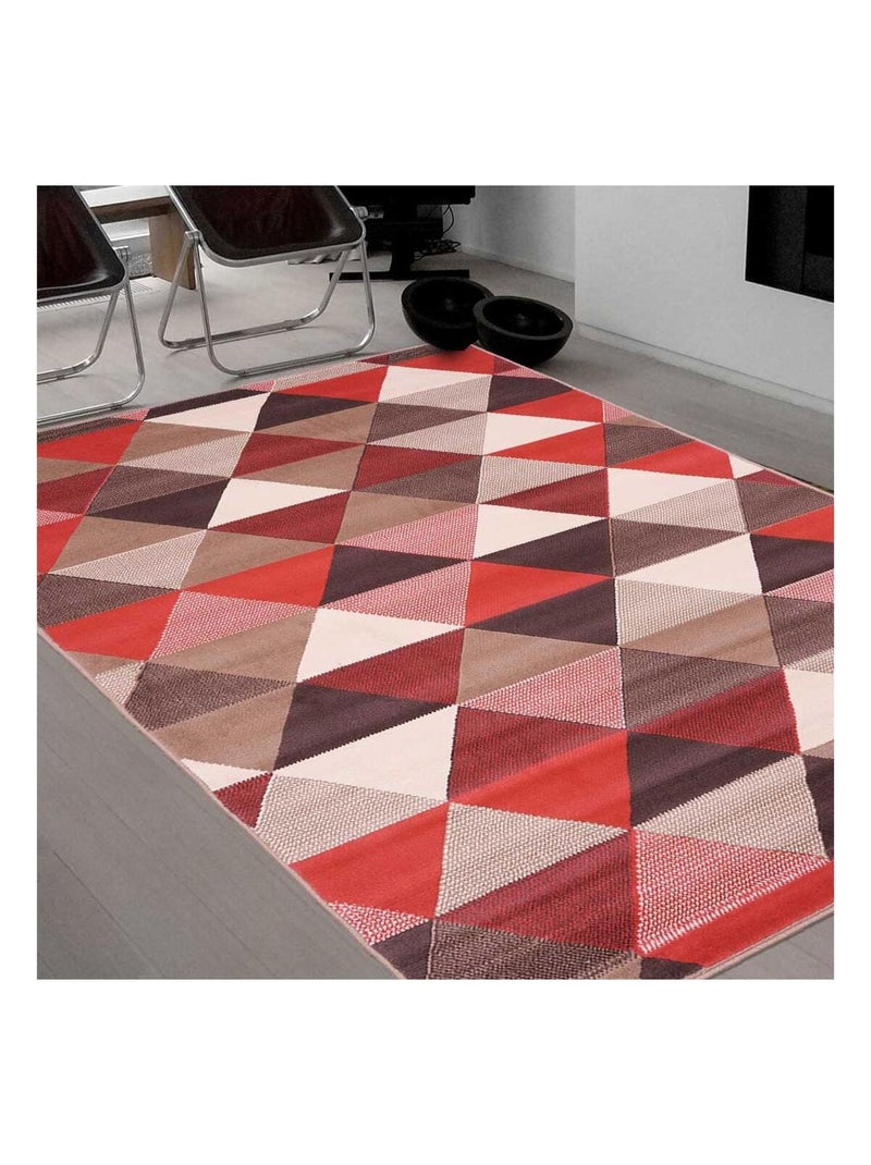 Tapis chambre tissé motif géométrique LYN1 TRIANGLE Rouge - Kiabi