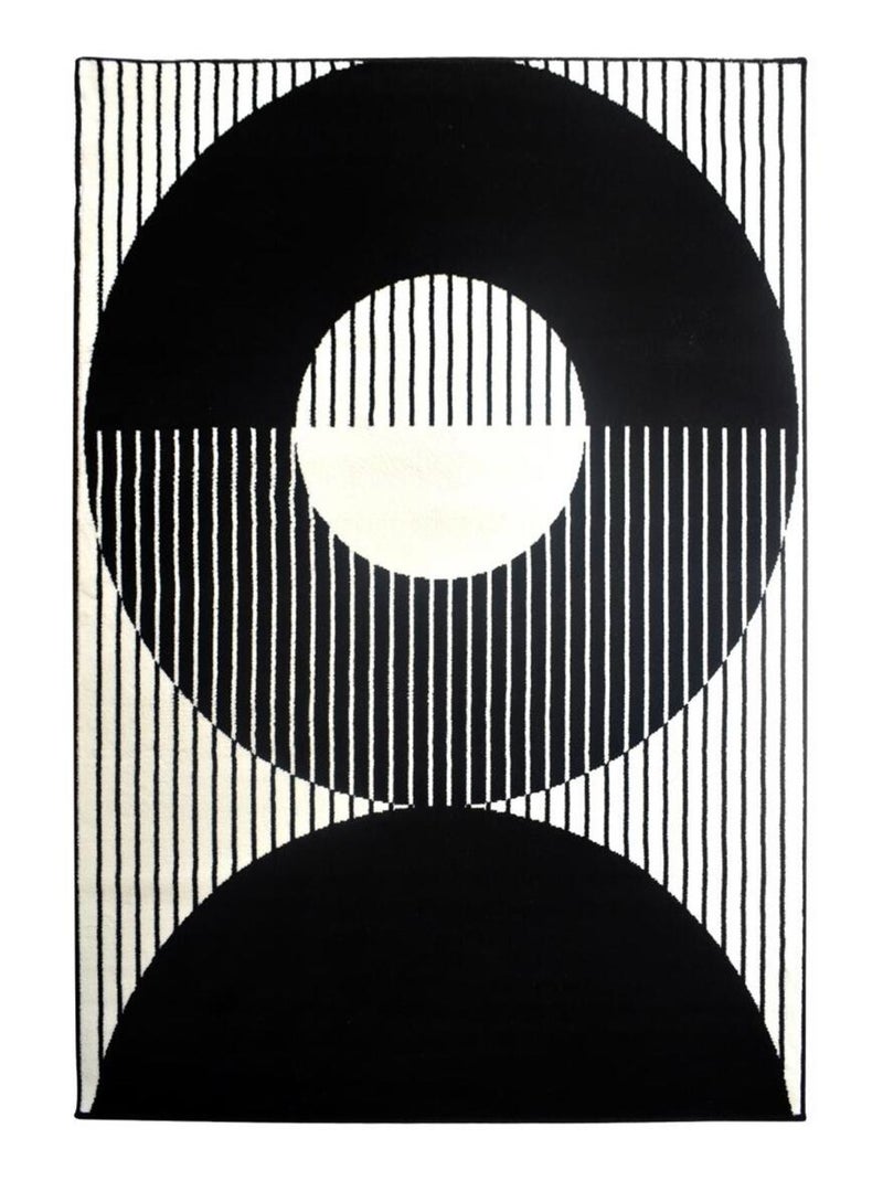 Tapis chambre tissé motif géométrique LYN1 VINILO Noir - Kiabi