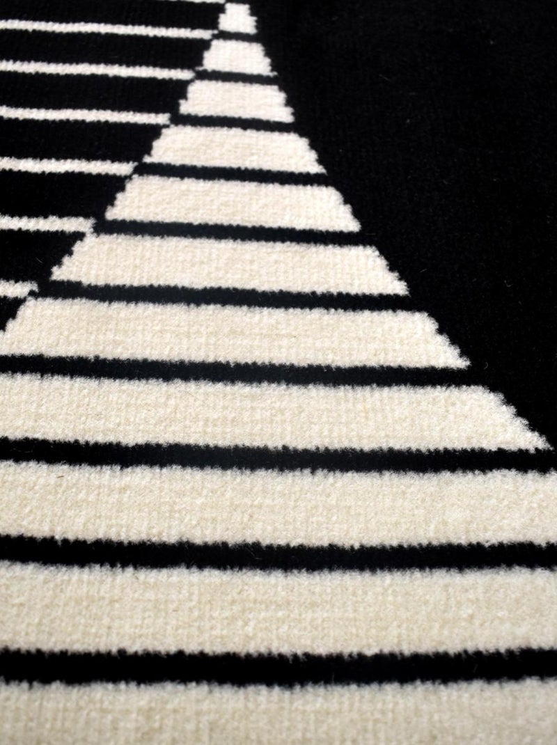 Tapis chambre tissé motif géométrique LYN1 VINILO Noir - Kiabi