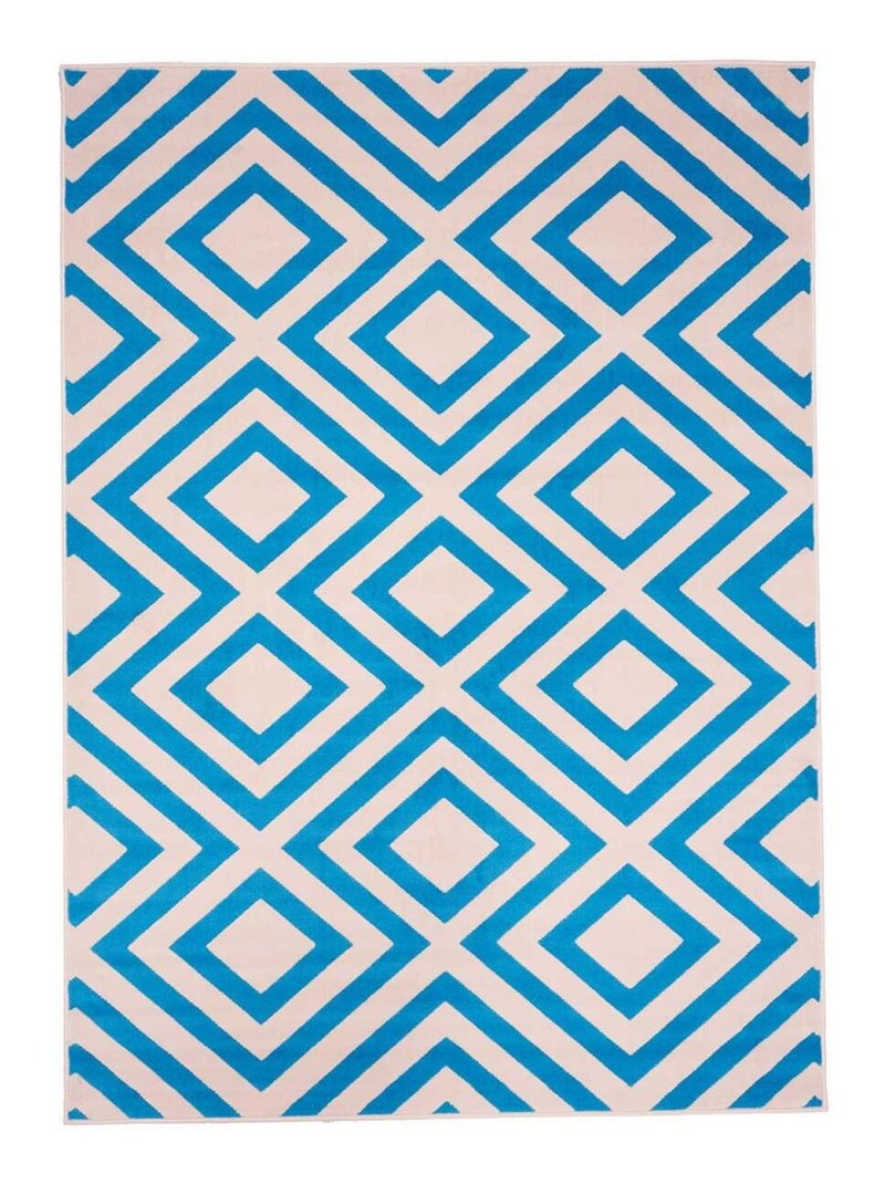 Tapis chambre tissé motif géométrique LYN49 NICE Bleu - Kiabi
