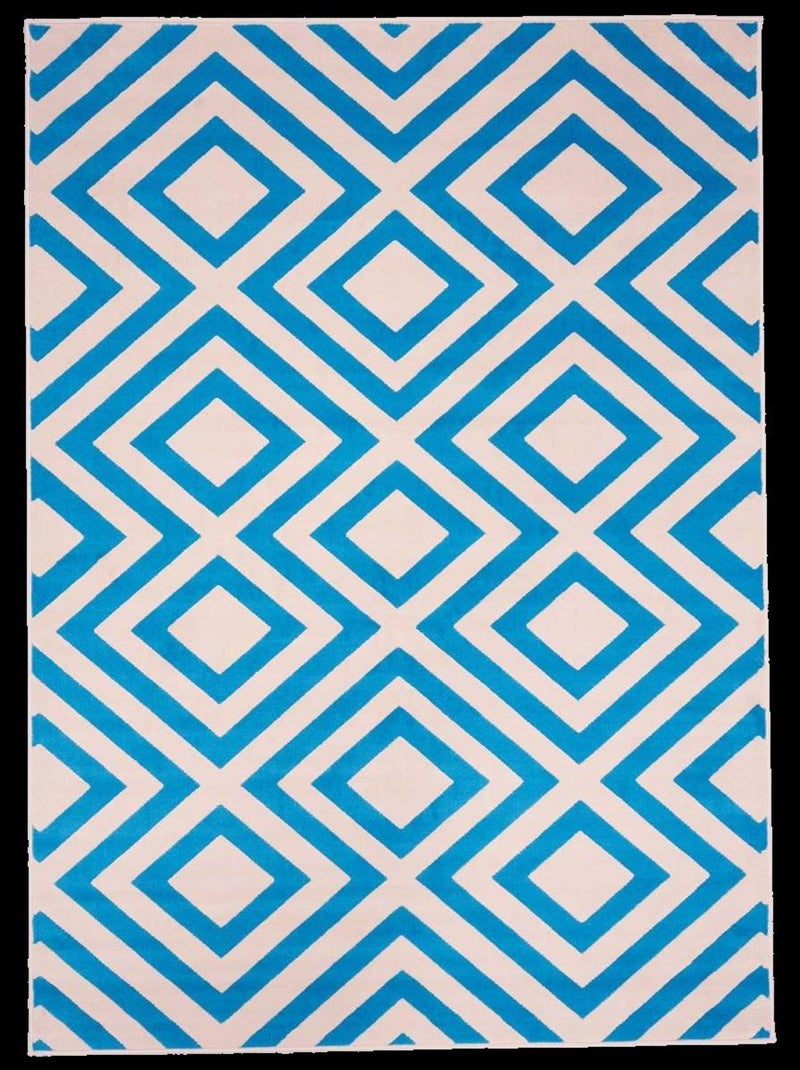 Tapis chambre tissé motif géométrique LYN49 NICE Bleu - Kiabi