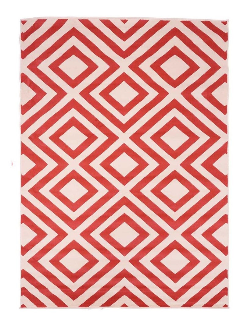 Tapis chambre tissé motif géométrique LYN49 NICE Rouge - Kiabi