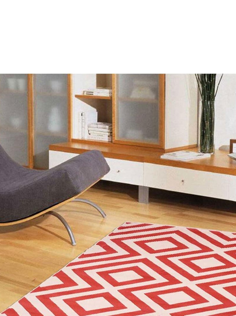 Tapis chambre tissé motif géométrique LYN49 NICE Rouge - Kiabi