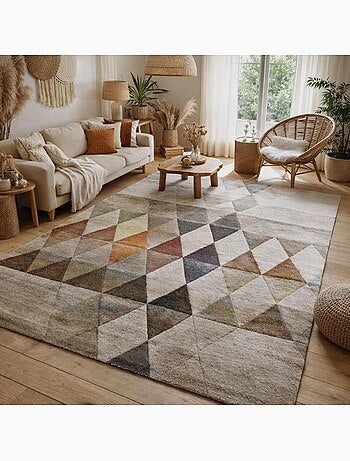 Tapis chambre tissé motif géométrique LYN8 BELO 19