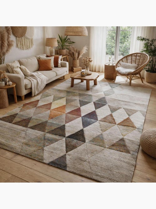 Tapis chambre tissé motif géométrique LYN8 BELO 19 - Kiabi