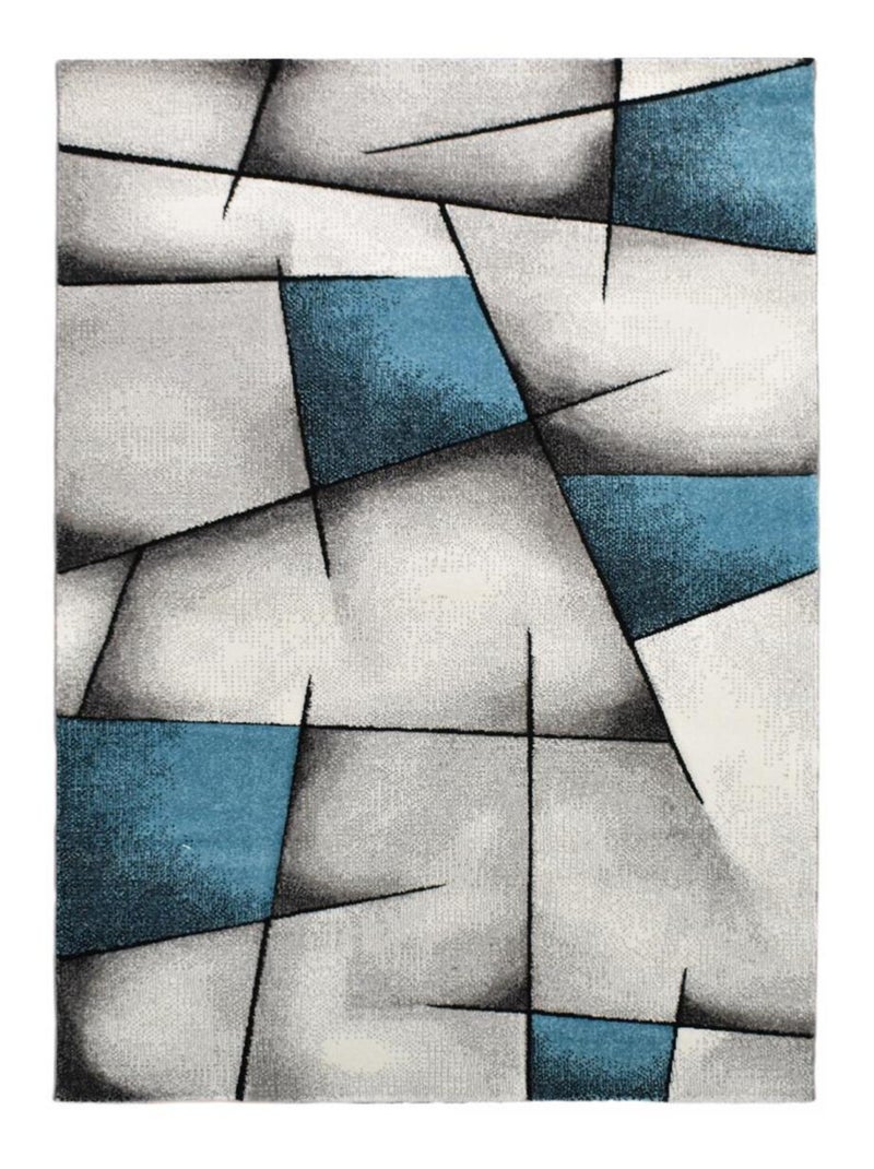 Tapis chambre tissé motif géométrique LYN8 ULTIMA Bleu - Kiabi