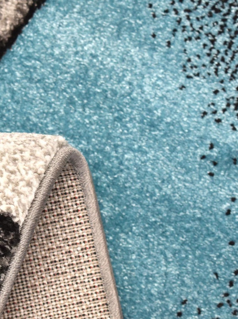 Tapis chambre tissé motif géométrique LYN8 ULTIMA Bleu - Kiabi