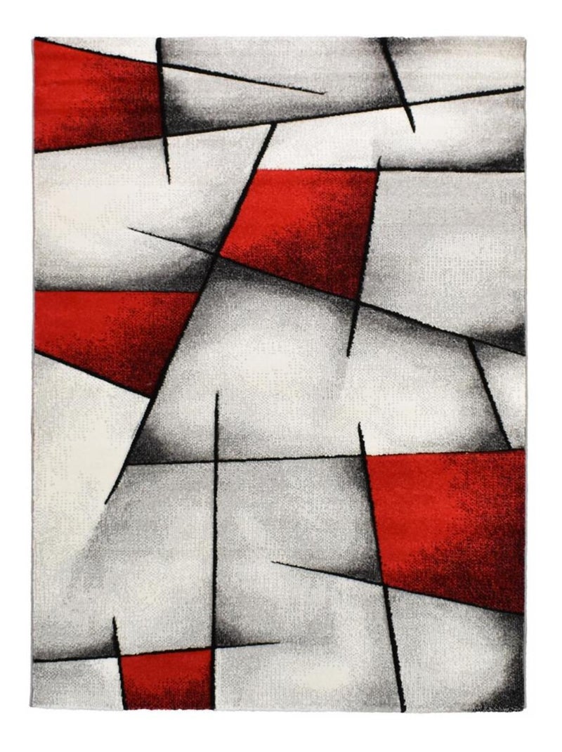 Tapis chambre tissé motif géométrique LYN8 ULTIMA Rouge - Kiabi