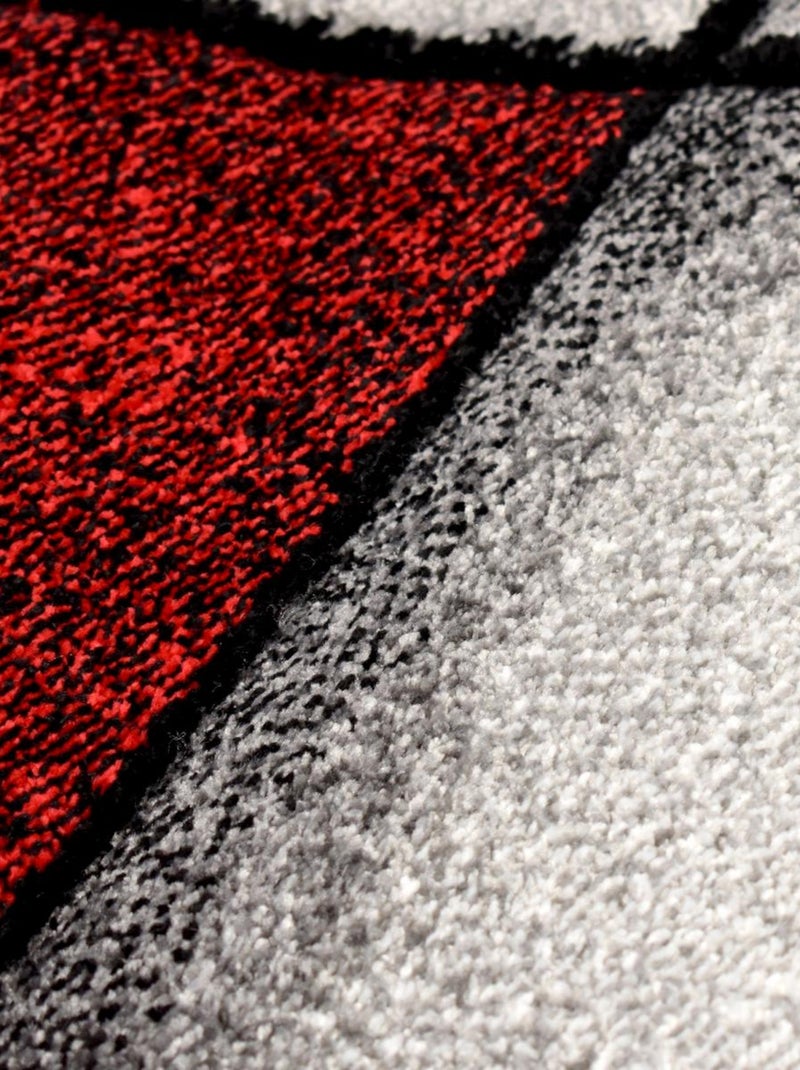 Tapis chambre tissé motif géométrique LYN8 ULTIMA Rouge - Kiabi