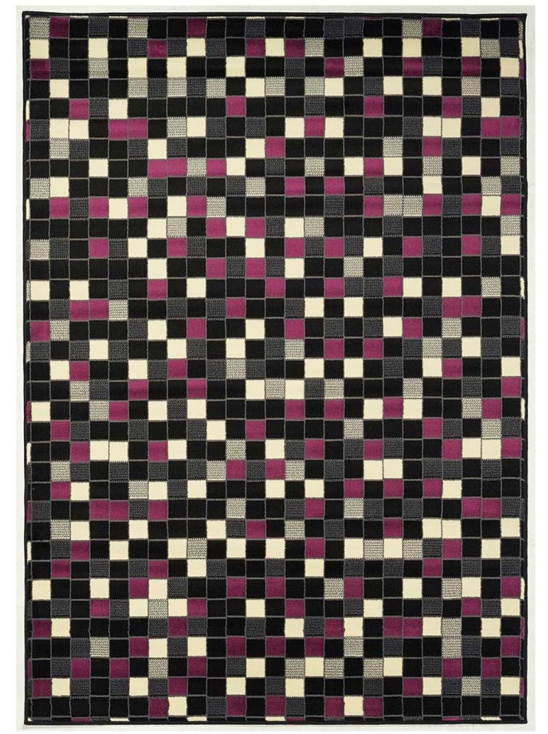 Tapis Chambre tissé motif géométrique PICASLER Rose - Kiabi