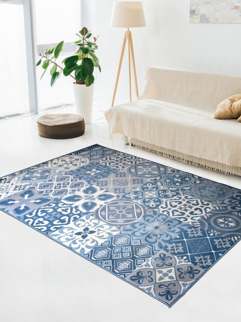 Tapis chambre tissé motif oriental AF2 TCHIMETO Bleu - Kiabi