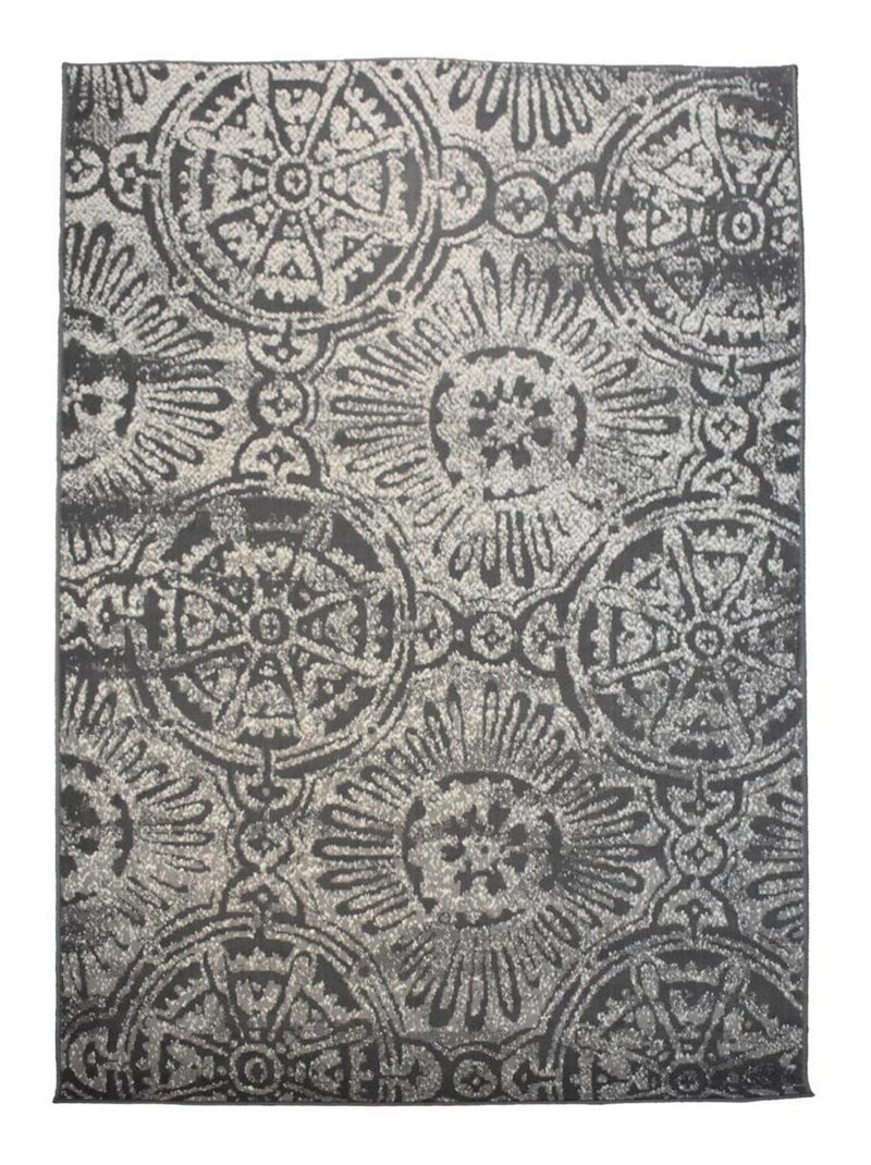 Tapis chambre tissé motif rétro-vintage LYN1 TRANBY Gris - Kiabi