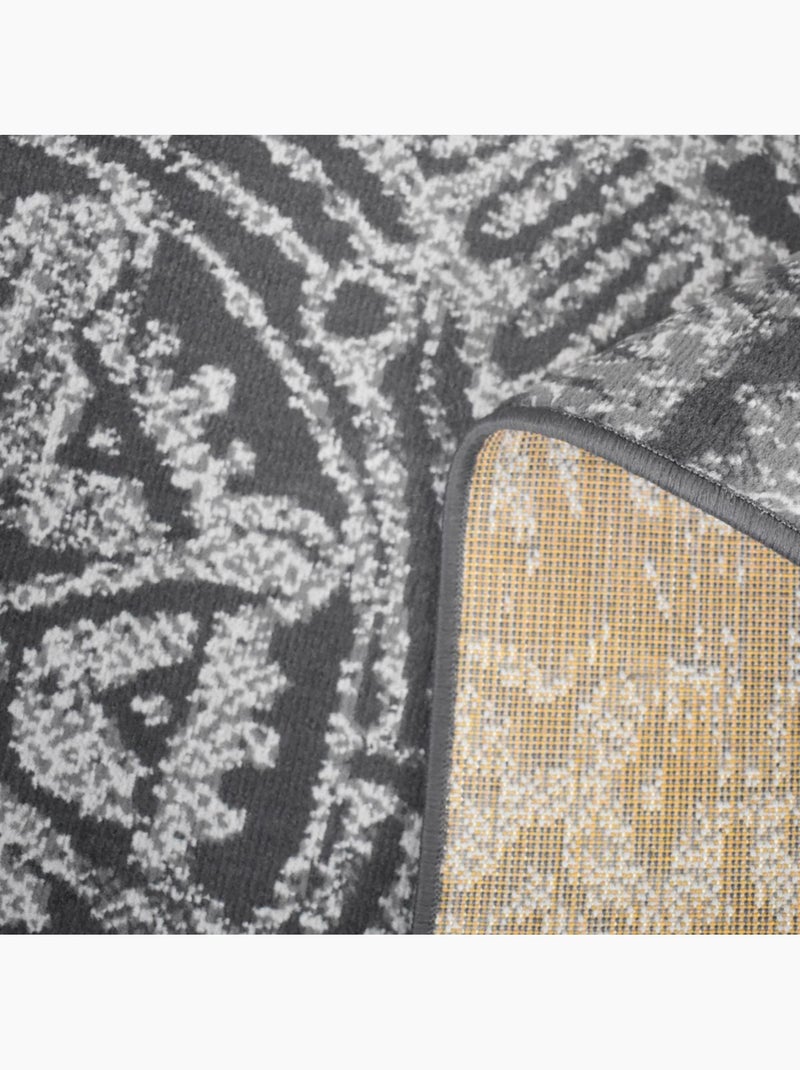 Tapis chambre tissé motif rétro-vintage LYN1 TRANBY Gris - Kiabi