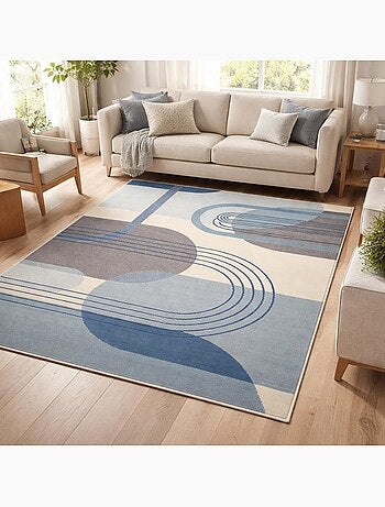 Tapis chambre tissé motif rétro-vintage LYN49 COURBLA