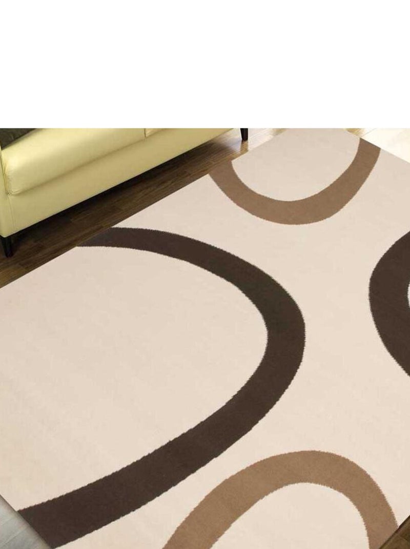 Tapis chambre tissé motif rond LYN1 Beige - Kiabi