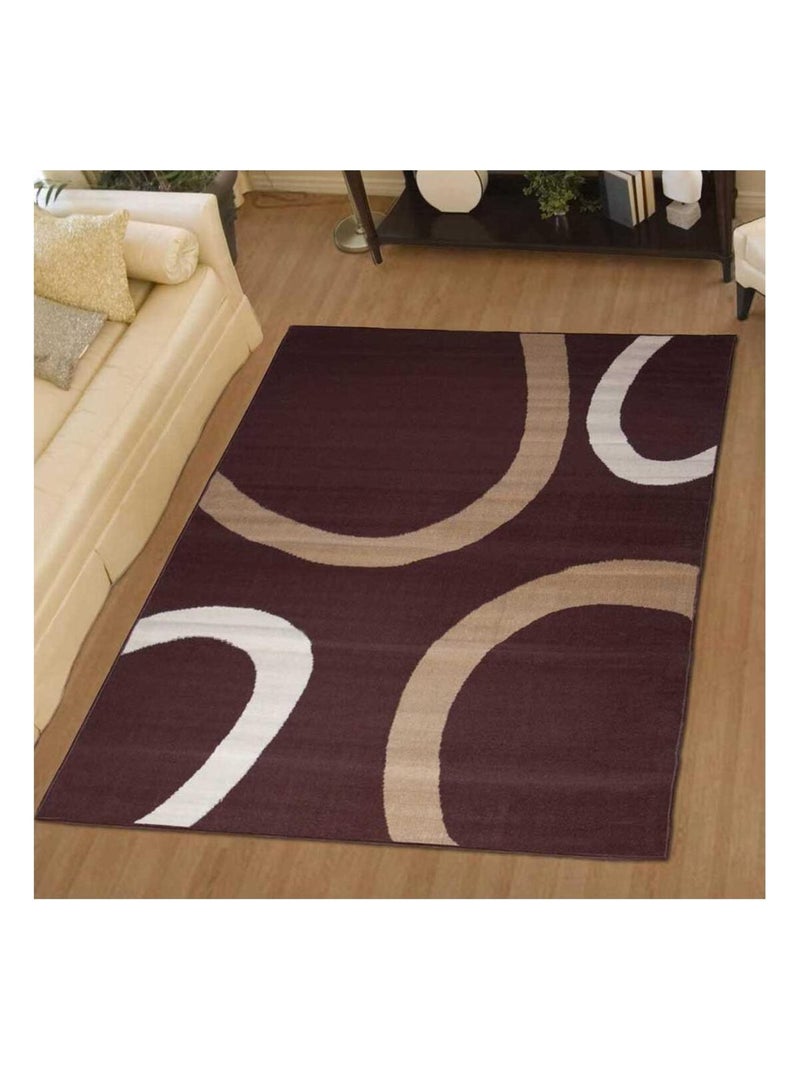 Tapis chambre tissé motif rond LYN1 TEMPO Marron - Kiabi