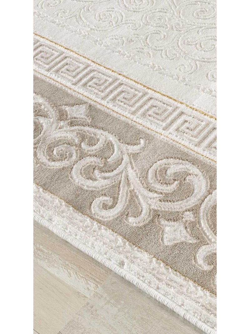 Tapis chambre tissé motif simple LYN7 ASTA Marron - Kiabi