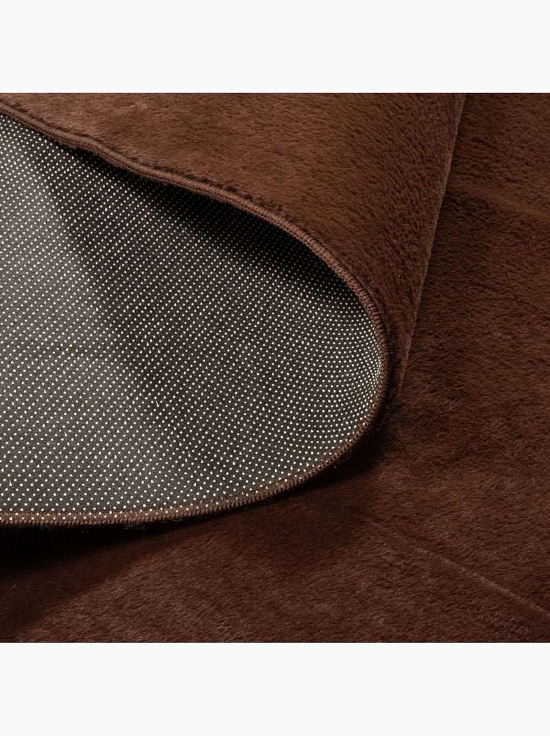 Tapis chambre ultra doux, uni et lavable lyn50, aussi idéal pour la chambre Marron - Kiabi