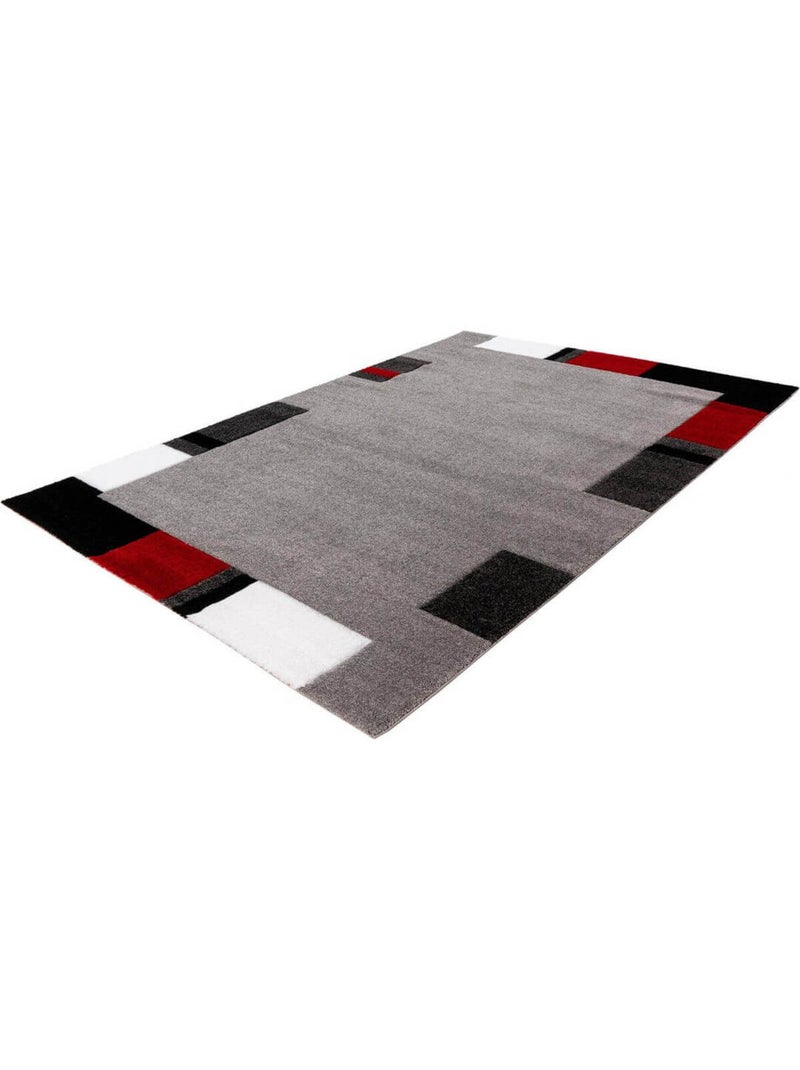 Tapis contemporain à mèches courtes rectangle Skanor Rouge - Kiabi