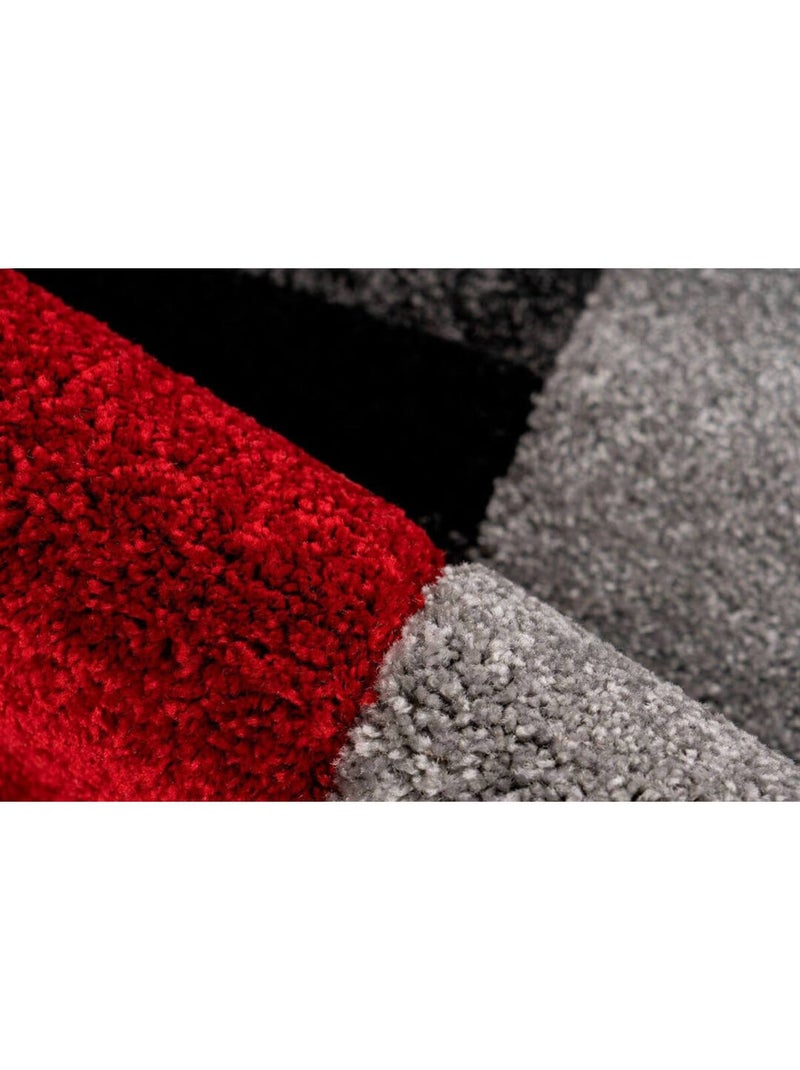 Tapis contemporain à mèches courtes rectangle Skanor Rouge - Kiabi