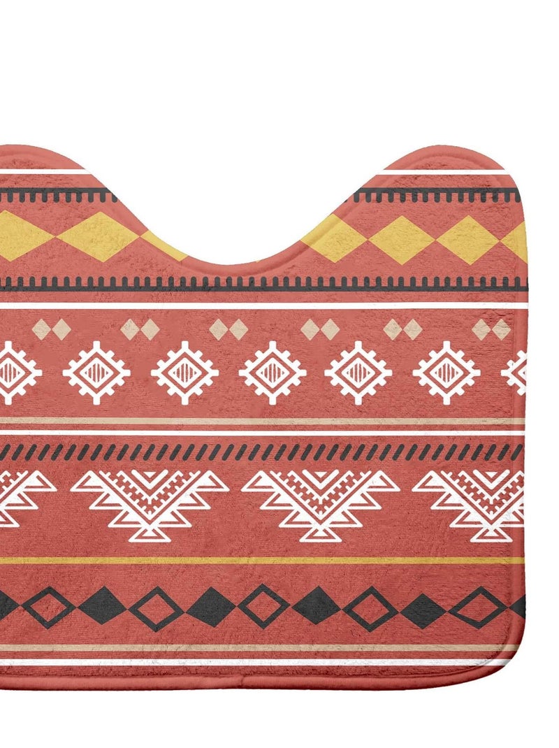 Tapis contour de WC Esteban ethnic Blanc Orange - Kiabi