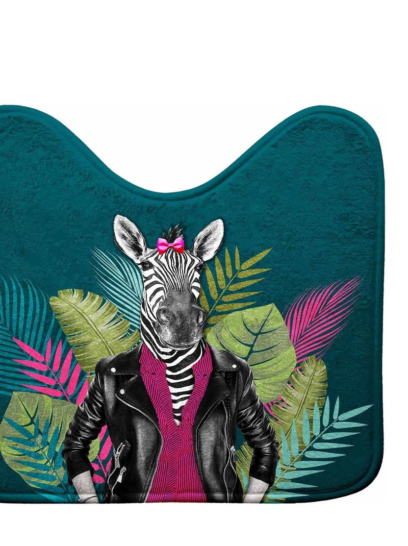 Tapis contour de WC Zebre attitude Vert - Kiabi