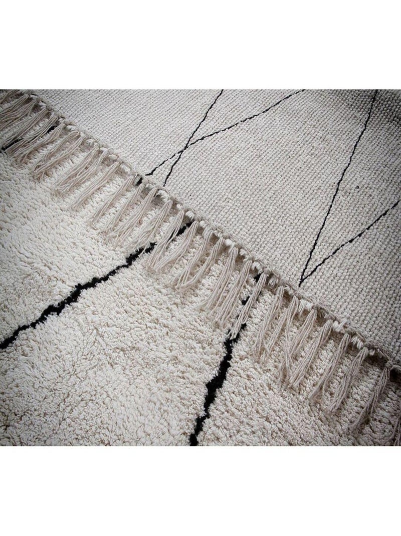 Tapis coton berbère avec franges ethnique Copenhague Beige - Kiabi