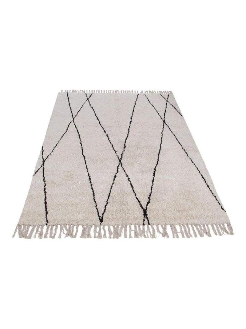 Tapis coton berbère avec franges ethnique Copenhague Beige - Kiabi