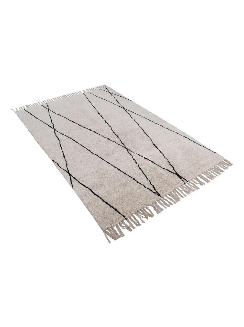 Tapis coton berbère avec franges ethnique Copenhague Beige - Kiabi