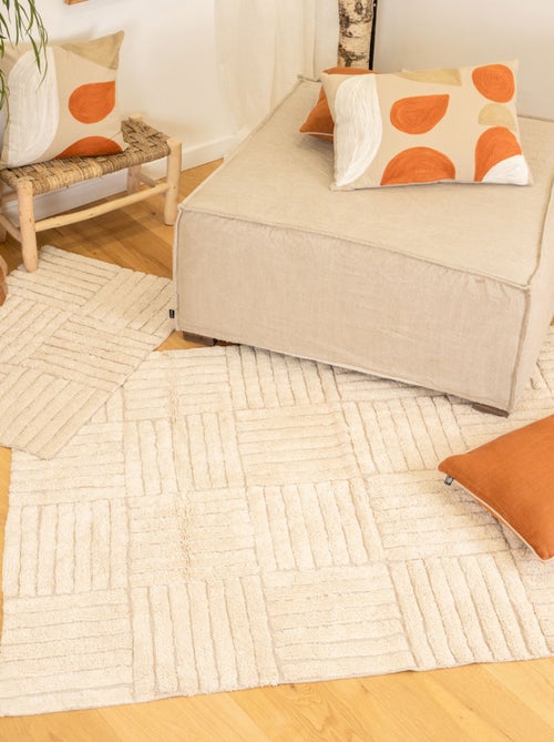 Tapis coton déco motif rayures croisées - Kiabi