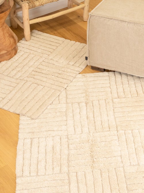 Tapis coton déco motif rayures croisées - Kiabi