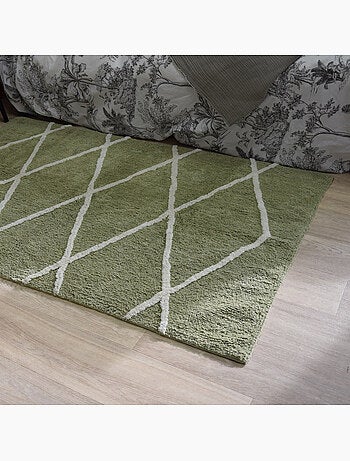 Tapis coton effet Berbère BALTE Future Home 100 x 150 cm Kaki