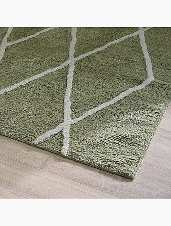 Tapis coton effet Berbère BALTE Future Home 100 x 150 cm Kaki